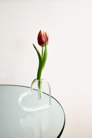 Clear Lucite Heart Bud Vase