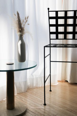 Black Metal Window-Back Barstools