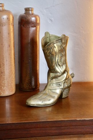 Vintage Brass Cowboy Boot with Spur